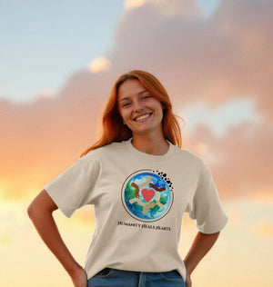Humanity Heals Hearts Organic Cotton Oversized TeePrinted T-shirt101300585 Humanity Heals Hearts Organic Cotton Oversized TeePrinted T-shirt101300585