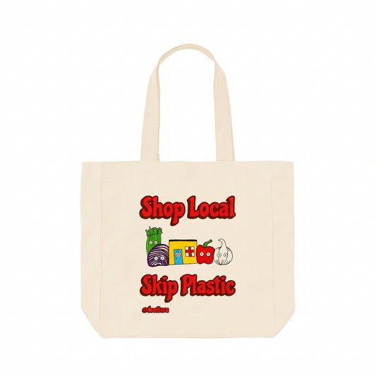 Organic Cotton Tote Bag - Shop Local - Skip PlasticPrinted Bag104707020 Organic Cotton Tote Bag - Shop Local - Skip PlasticPrinted Bag104707020
