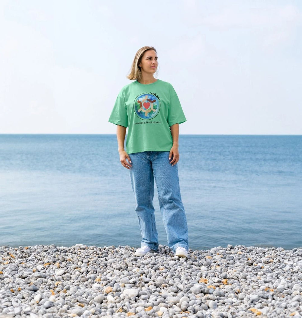 Humanity Heals Hearts Organic Cotton Oversized TeePrinted T-shirt101300585