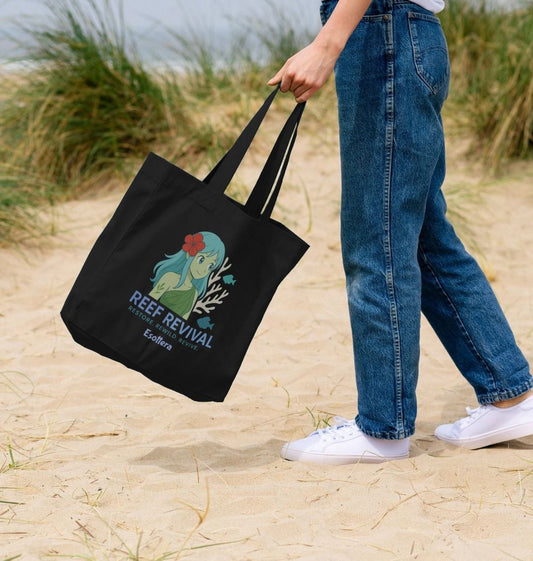 Reef Revival Shopper Tote - Black & Natural | Organic Eco Tote by EsotteraPrinted Bag92247353