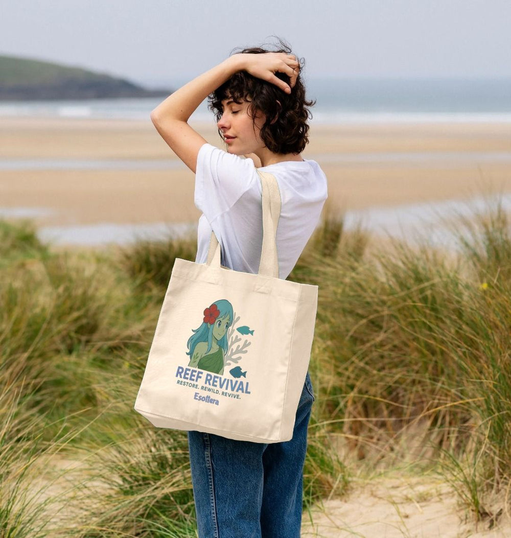 Reef Revival Shopper Tote - Black & Natural | Organic Eco Tote by EsotteraPrinted Bag92247353